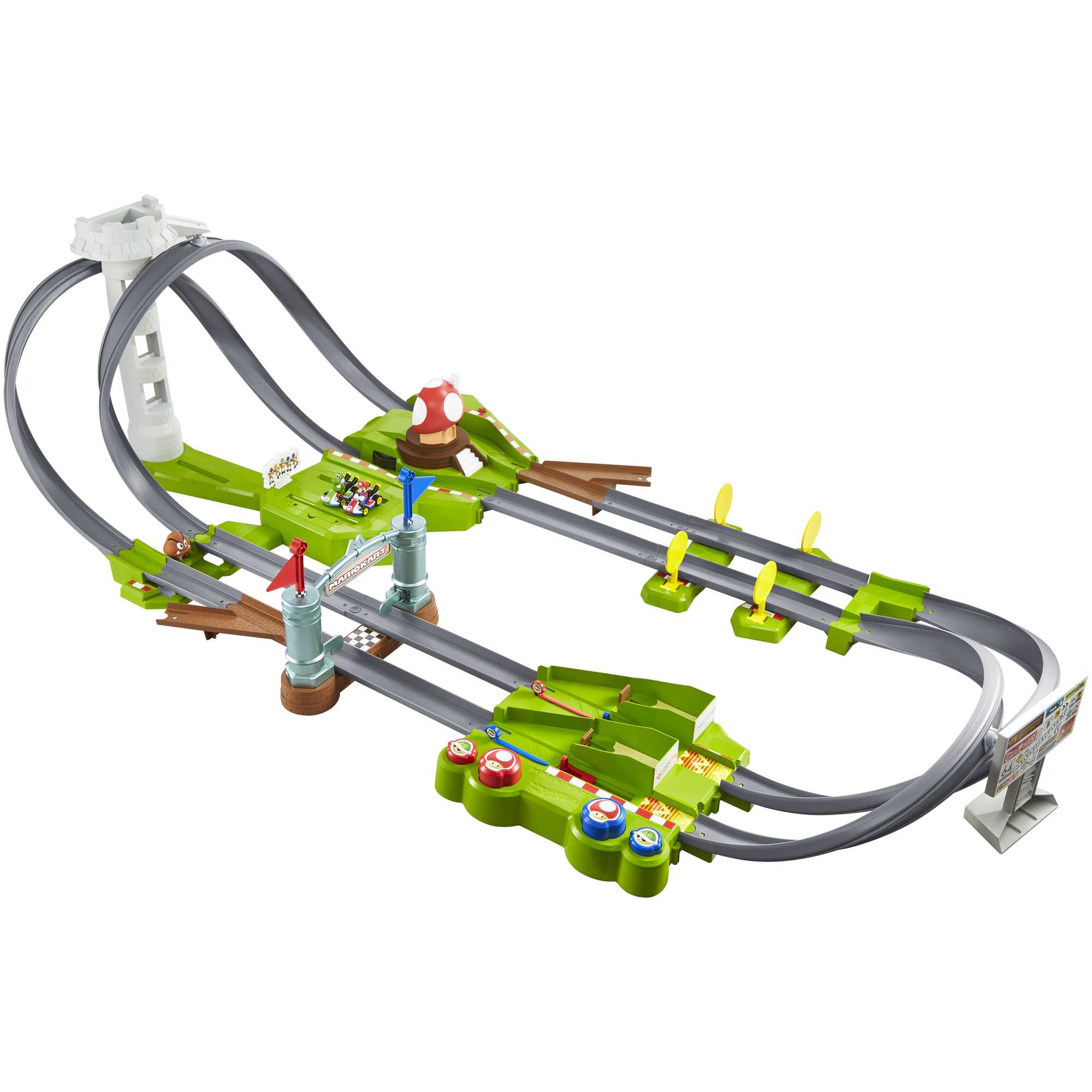 fisher price Hot Wheels Mario Kart Circuit Track Set & 2 Mario & Yoshi Karts Vehicles