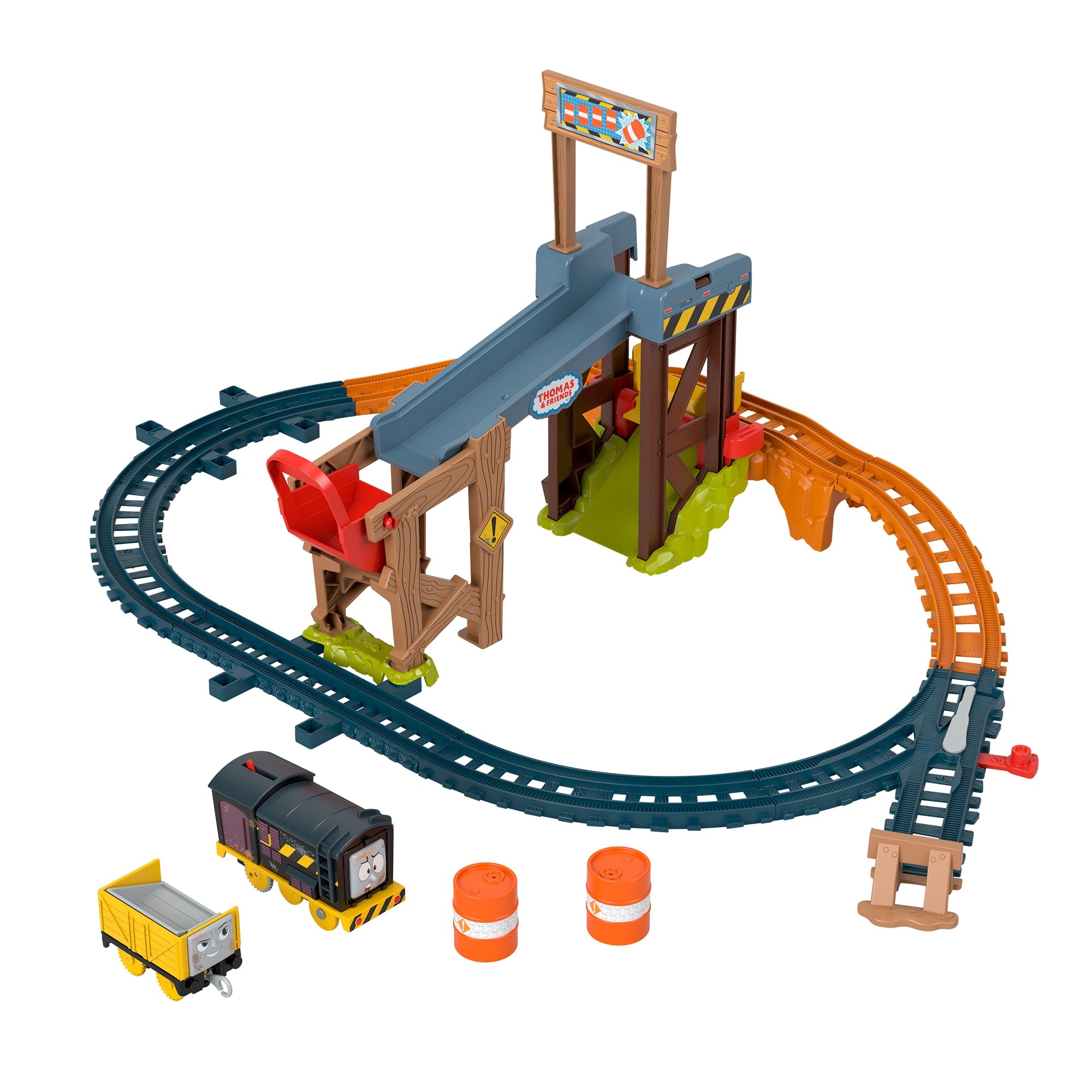fisher price Thomas & Friends Diesel's Lift & Load Construction Set, Motorized Toy Train With Track & Cargo