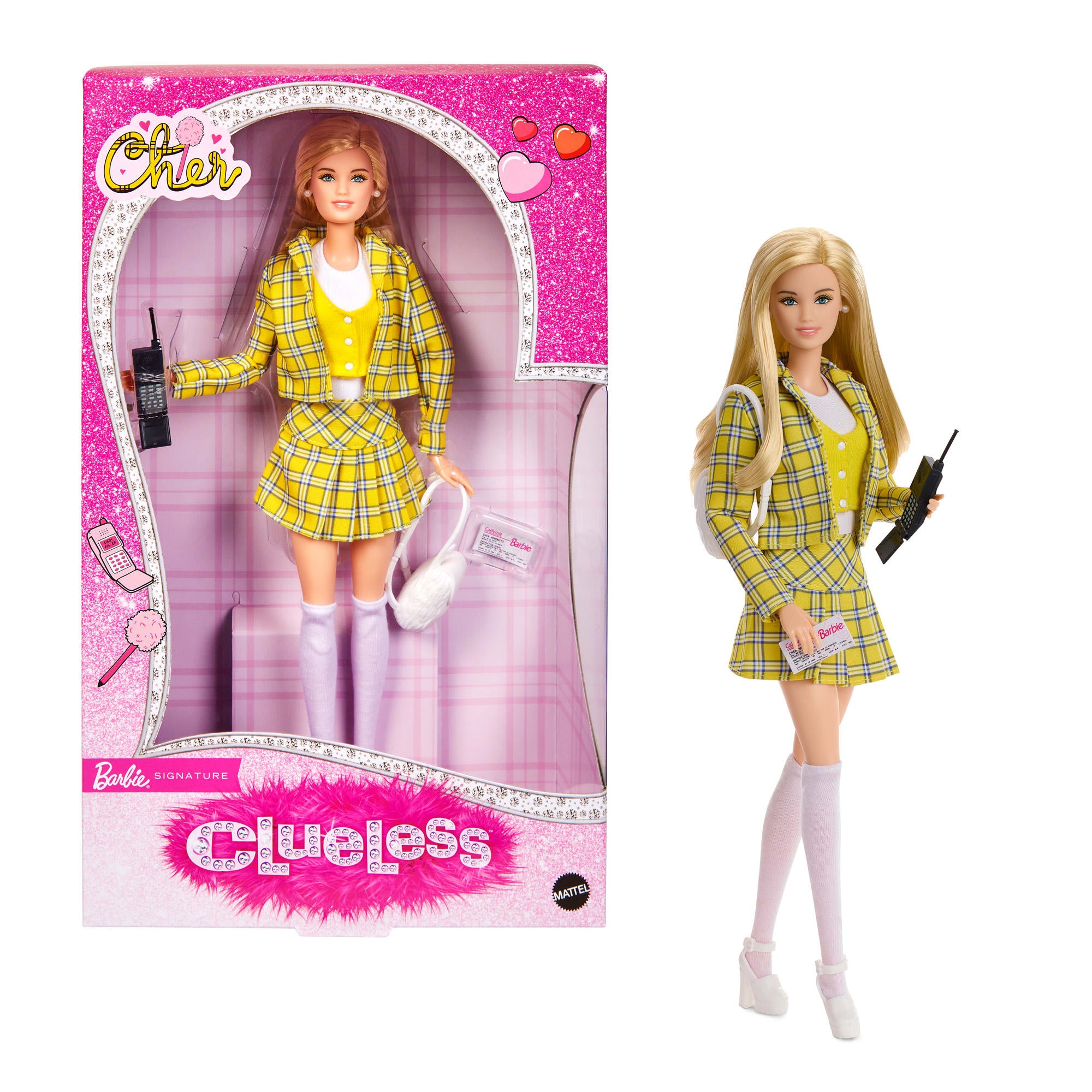 fisher price Barbie Signature Clueless Cher Collector Doll With Yellow Plaid Suit & Accessories