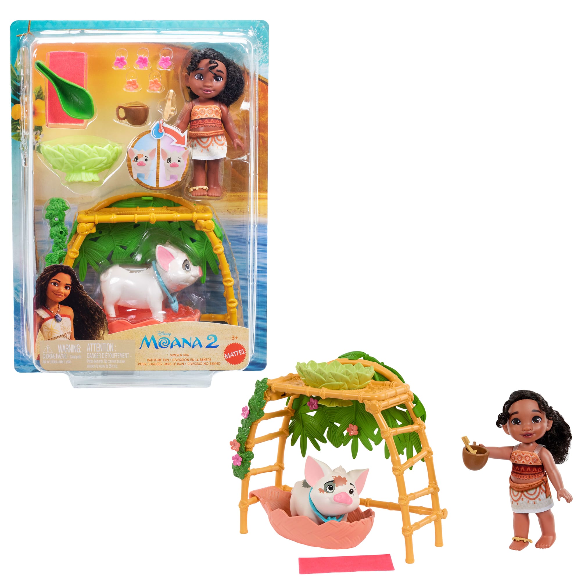 fisher price Disney Moana 2 Simea & Pua Bathtime Fun Playset, Fashion Doll & 10+ Accessories, Inspired By The Movie
