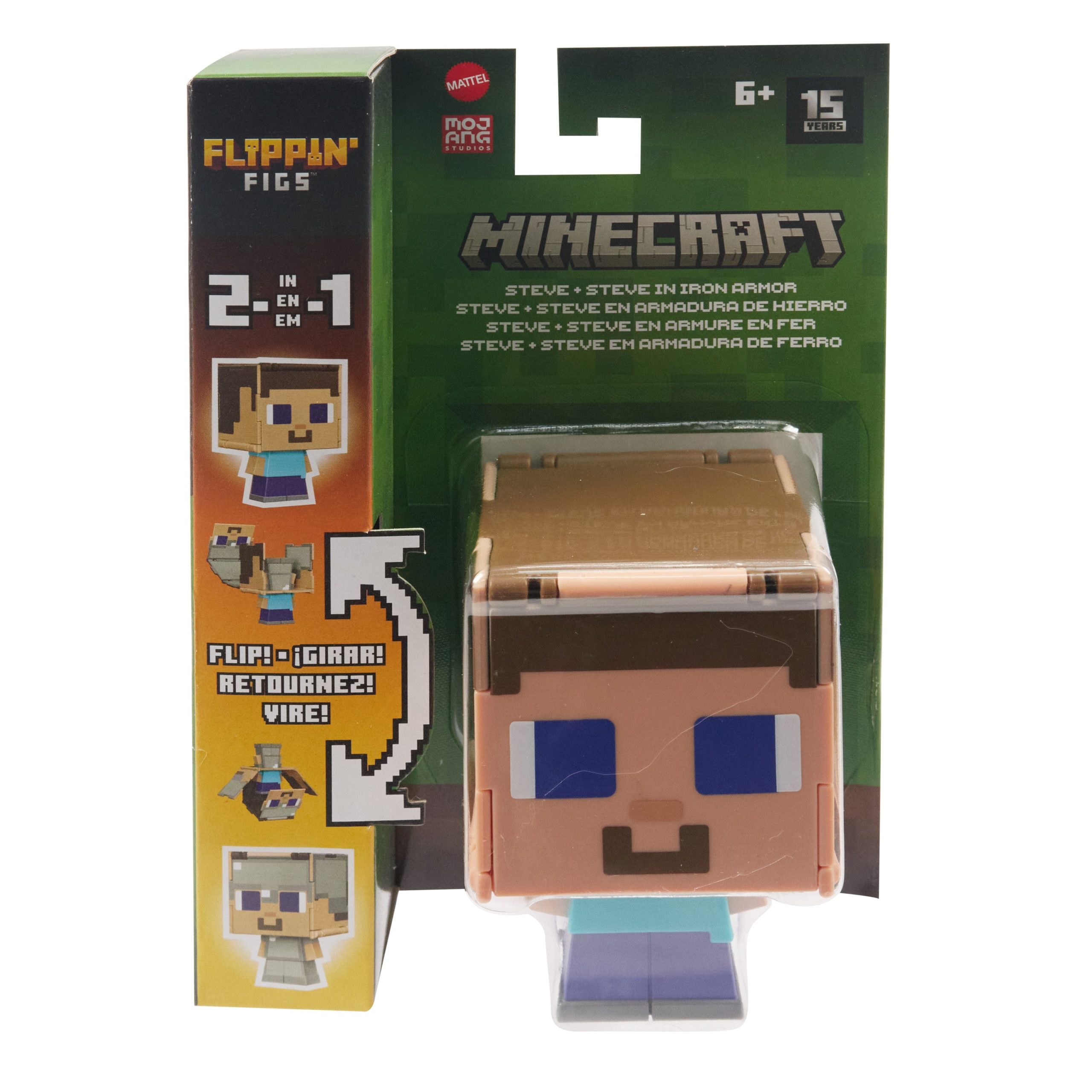 fisher price Minecraft Flippin?? Figs Figures, 2-In-1 Fidget Play, 3.75-Inch Scale Collectible Toy (Characters May Vary)