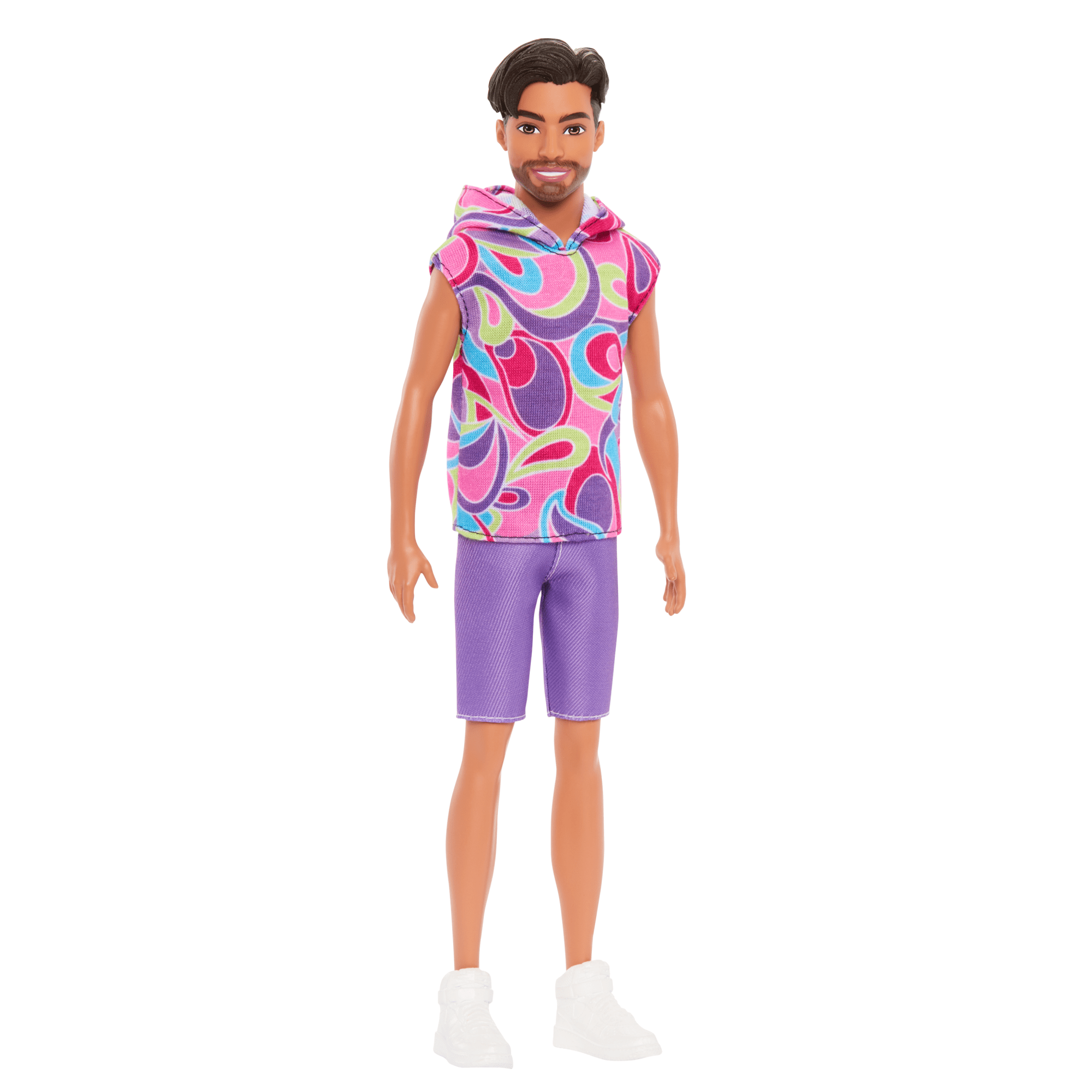 fisher price Barbie Fashionista Boneco Ken Camisa Colorida e Short Roxo