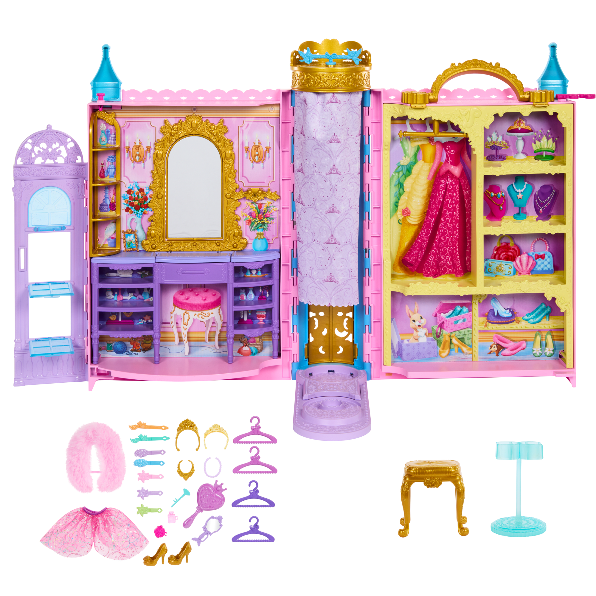 fisher price Disney Princess Ready For The Ball Closet With Fashions, Accessories, & Storage, Opens 2 Feet Wide