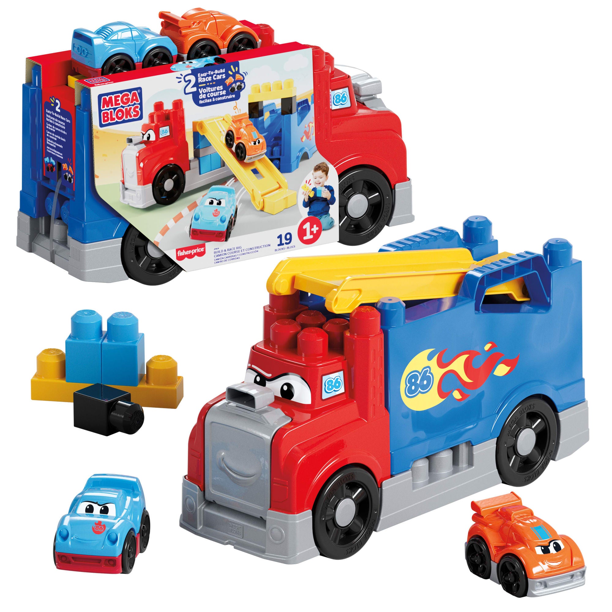 fisher price Mega Bloks-Camion Course et Construction-Coffret Avec 19Pi??ces