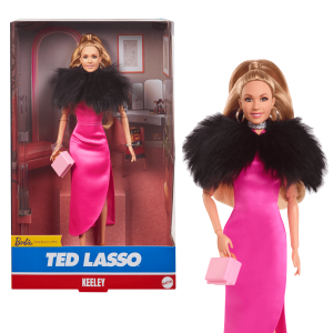 fisher price Barbie Signature Ted Lasso Collectible Doll, Keeley Jones Wearing Pink Dress