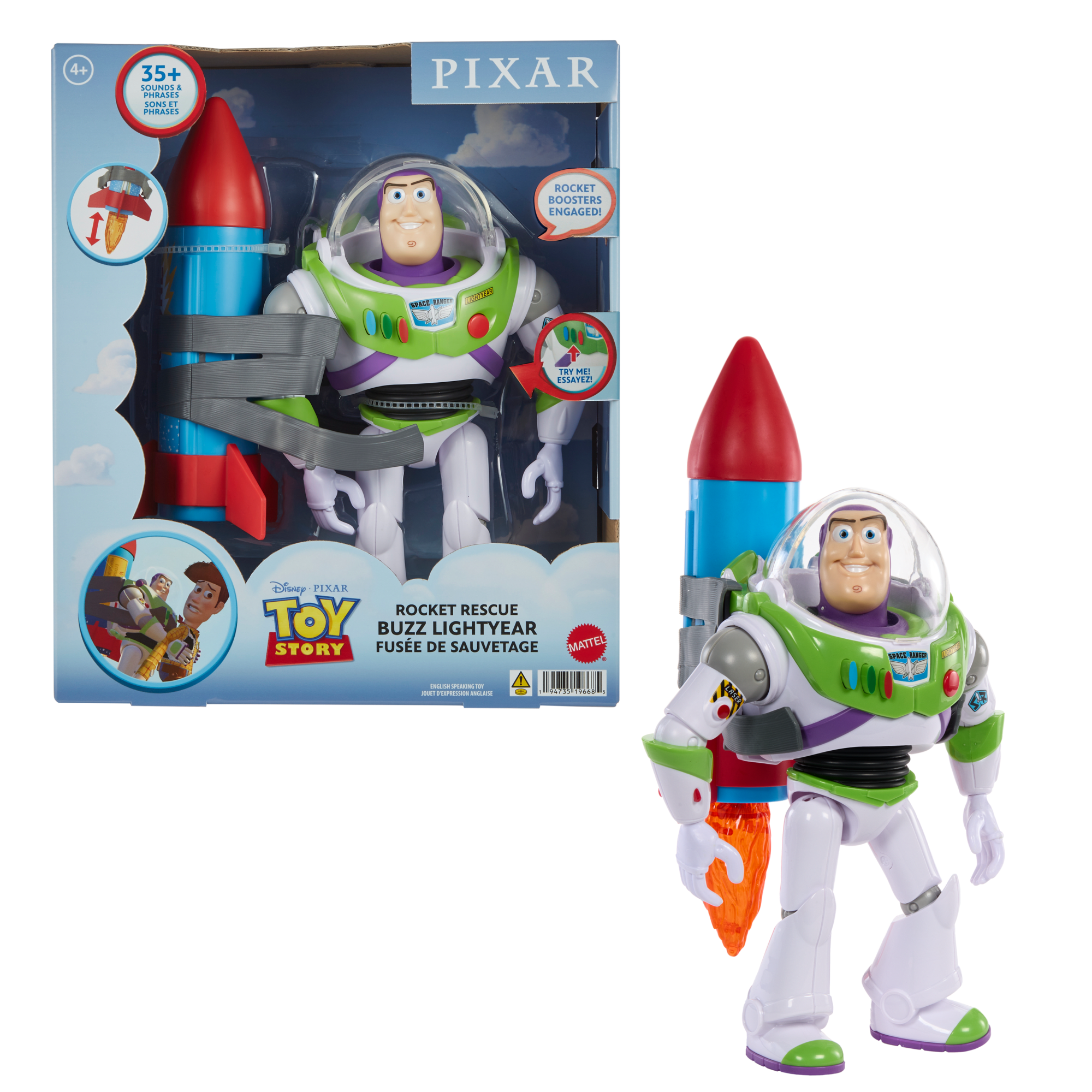 fisher price Disney And Pixartoy Story Buzz Lightyear 10-inch Action Figure Toy With Rocket & Sounds