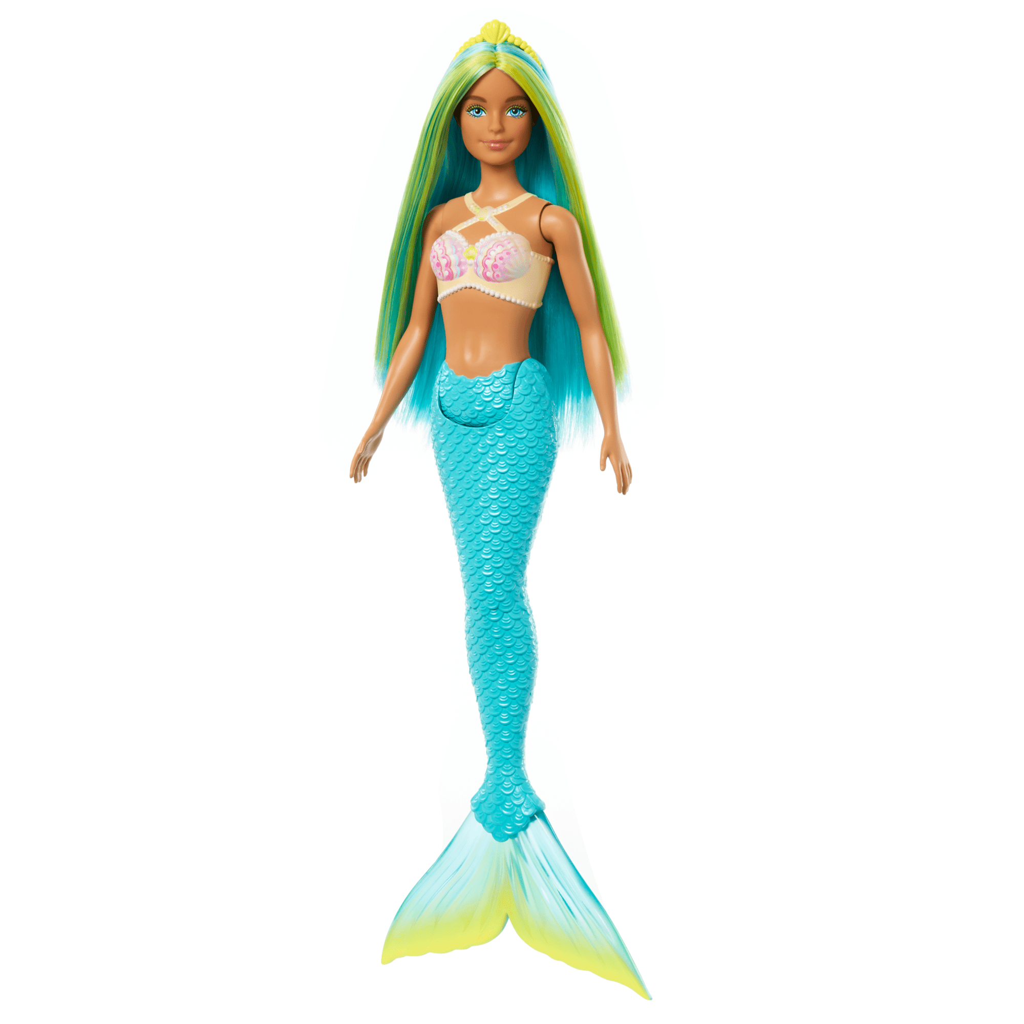 fisher price Barbie Fantas??a Mu?eca Sirena Cabello Verde y Azul