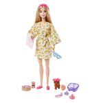 fisher price Barbie Self-Care Spa Day Possible Doll in Bathrobe With Puppy And Accessories