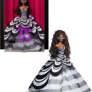 fisher price Barbie Signature 65th Anniversary Collectible Doll With Brown Hair And Black And White Gown