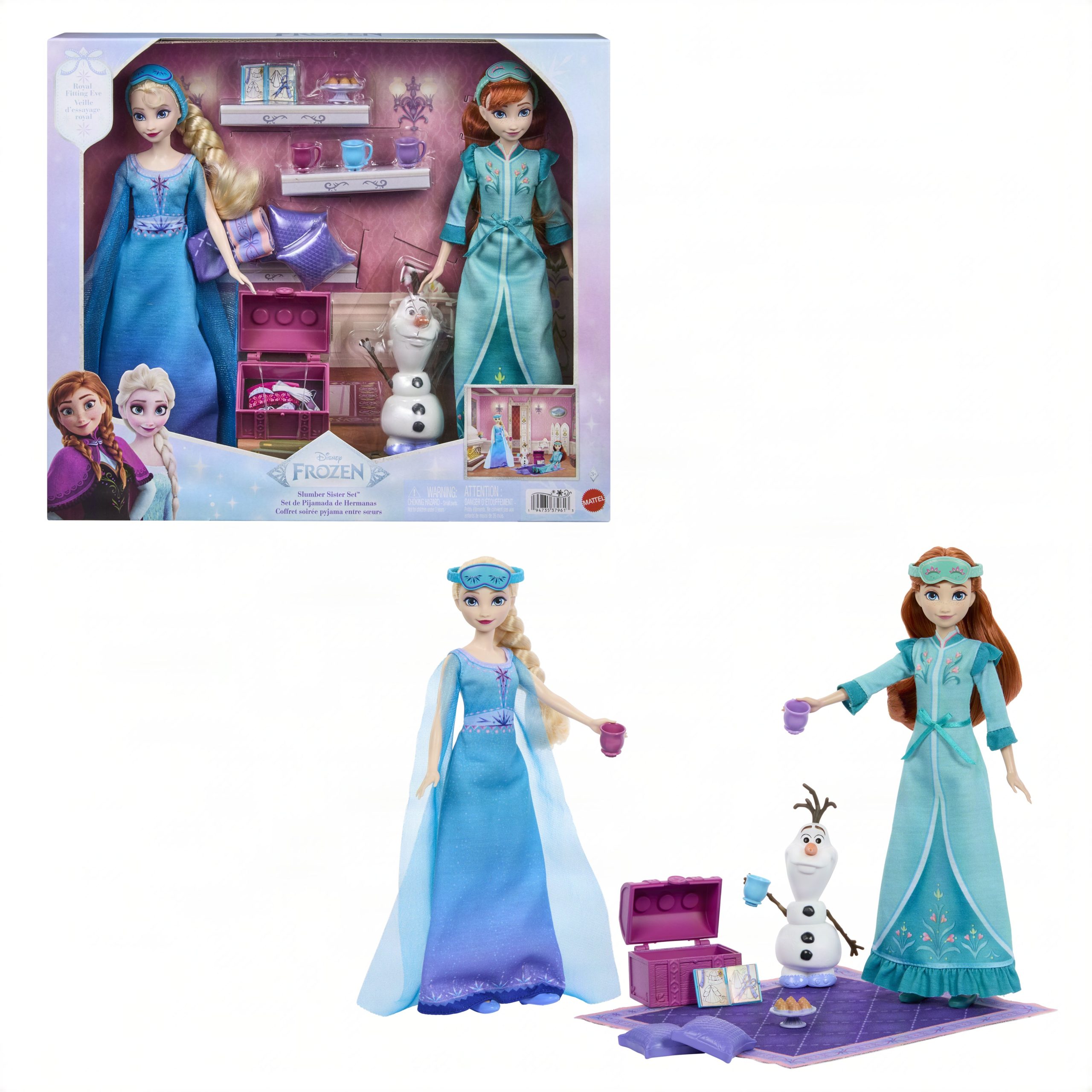 fisher price Disney Frozen?Slumber Sister Set?With Anna & Elsa Fashion Dolls, Olaf & 14?Accessories